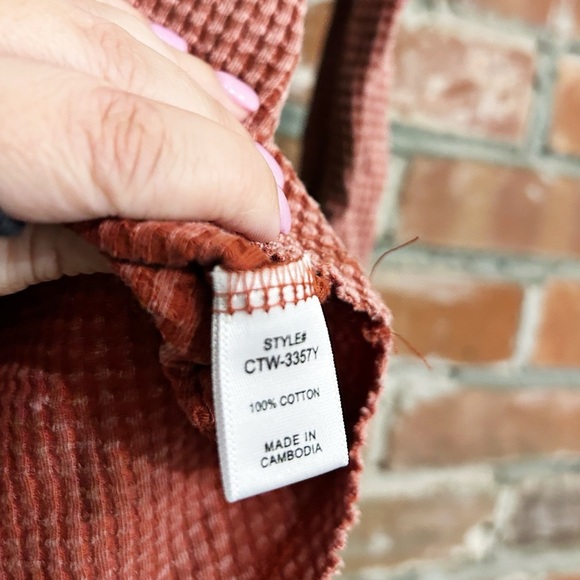 Zenana Washed Out Button-Up Long Sleeve Waffle Knit Tops Size Small - Picture 5 of 15